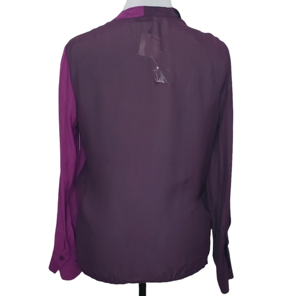 MANGO 2 tones sheer wrap bow tie long sleeves blouse - Picture 3 of 16